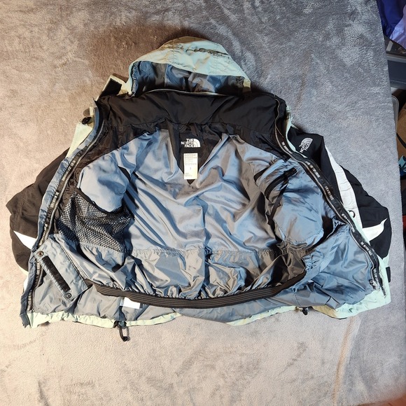 The North Face Jacket Womens 8 Green Black Ski Hood Color Block VTG Y2k Gorpcore - Picture 3 of 9